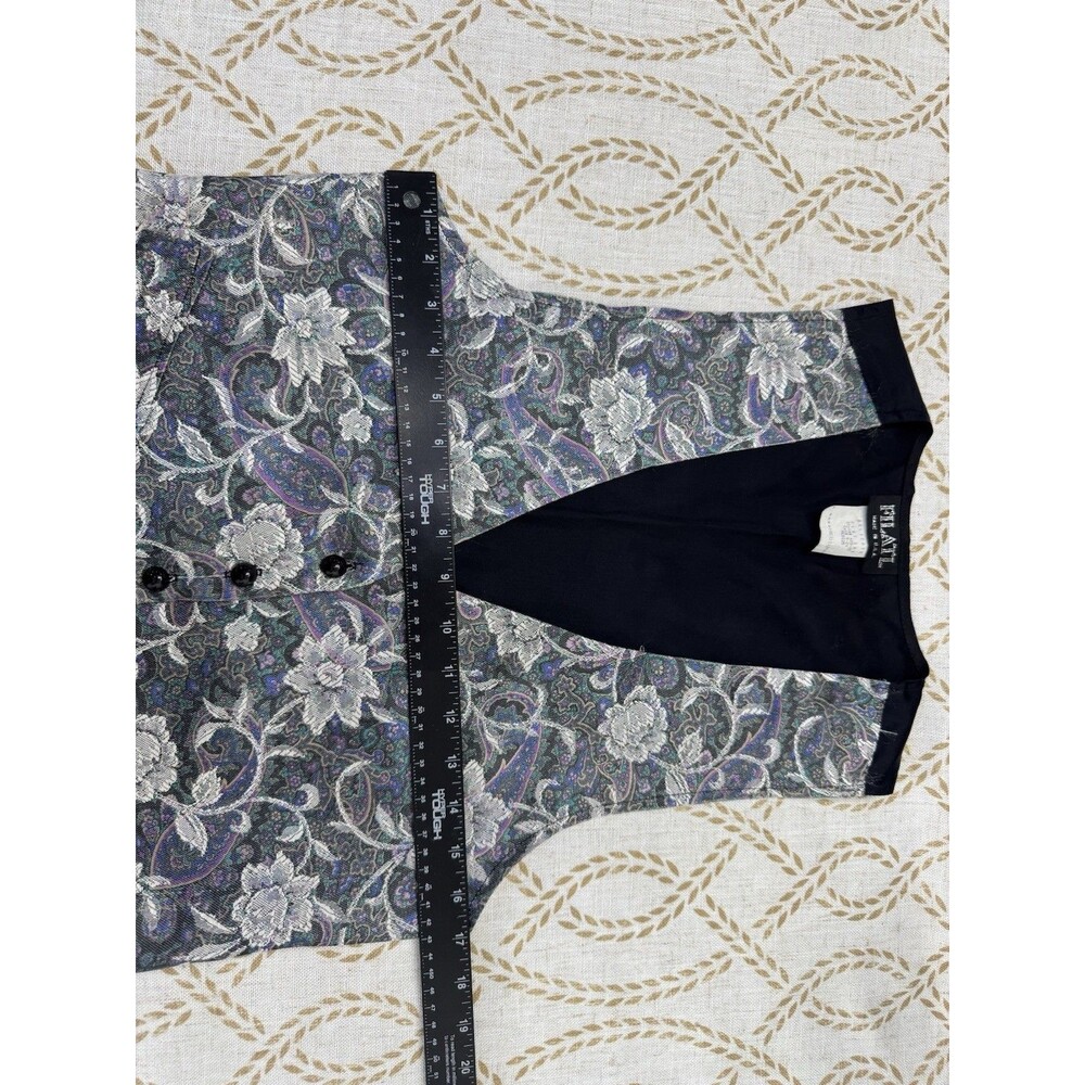 Filatl Vintage 90’s Whimsy Goth Floral Velvet Embroidered Vest Medium - Picture 6 of 9